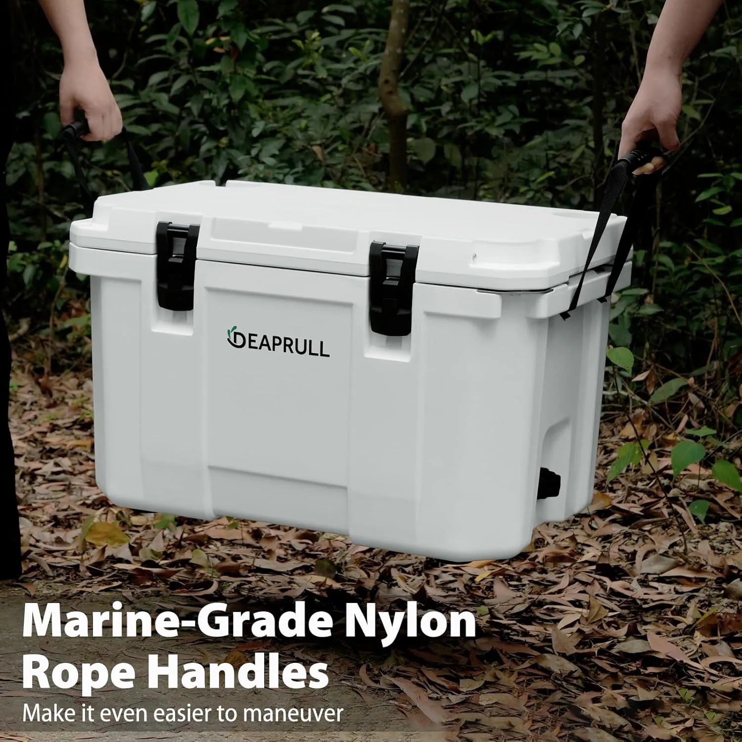 60 Quart Hard Cooler, Insulated Ice Chest Box Holds Ice for up to 6 Days, Portable Cooler with Nylon Rope Handles, Cup Holders, Double Latches for Camping Drink, Beach, Picnic, Fishing, Boat, Barbecue