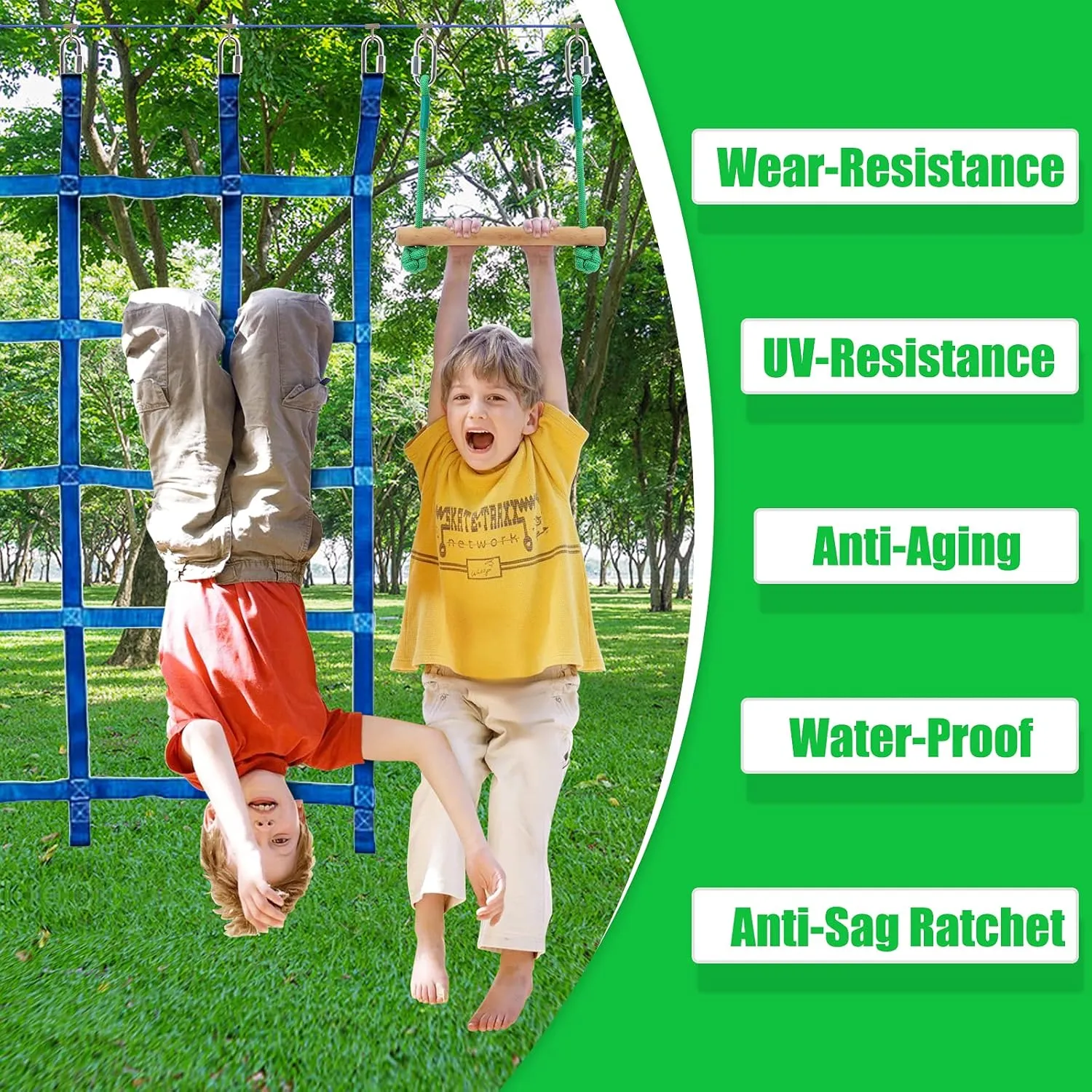 65FT Ninja Warrior Obstacle Course for Kids with 12 Obstacle Course Accessories-Swings, Monkey Bars, Arm Trainers and More, Suitable for Boys and Girls Over 3 Years Old-440 lbs Weight Capacit