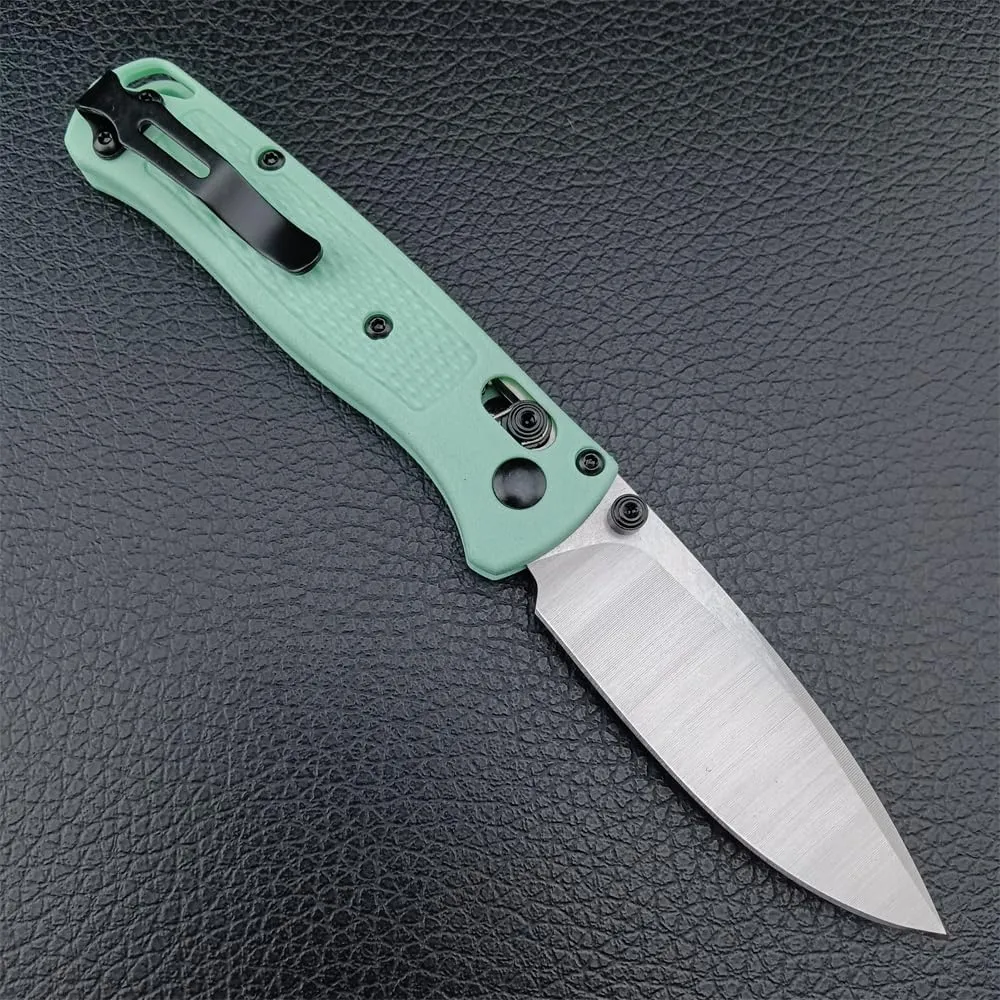 6.5In Thumb Mini Folding Pocket Knife, EDC Lightweight Manual Studs Open Stain Blade Plain Edge Fiberglass Handle With Belt Clip, Axis Lock,Gift for Man (Green)