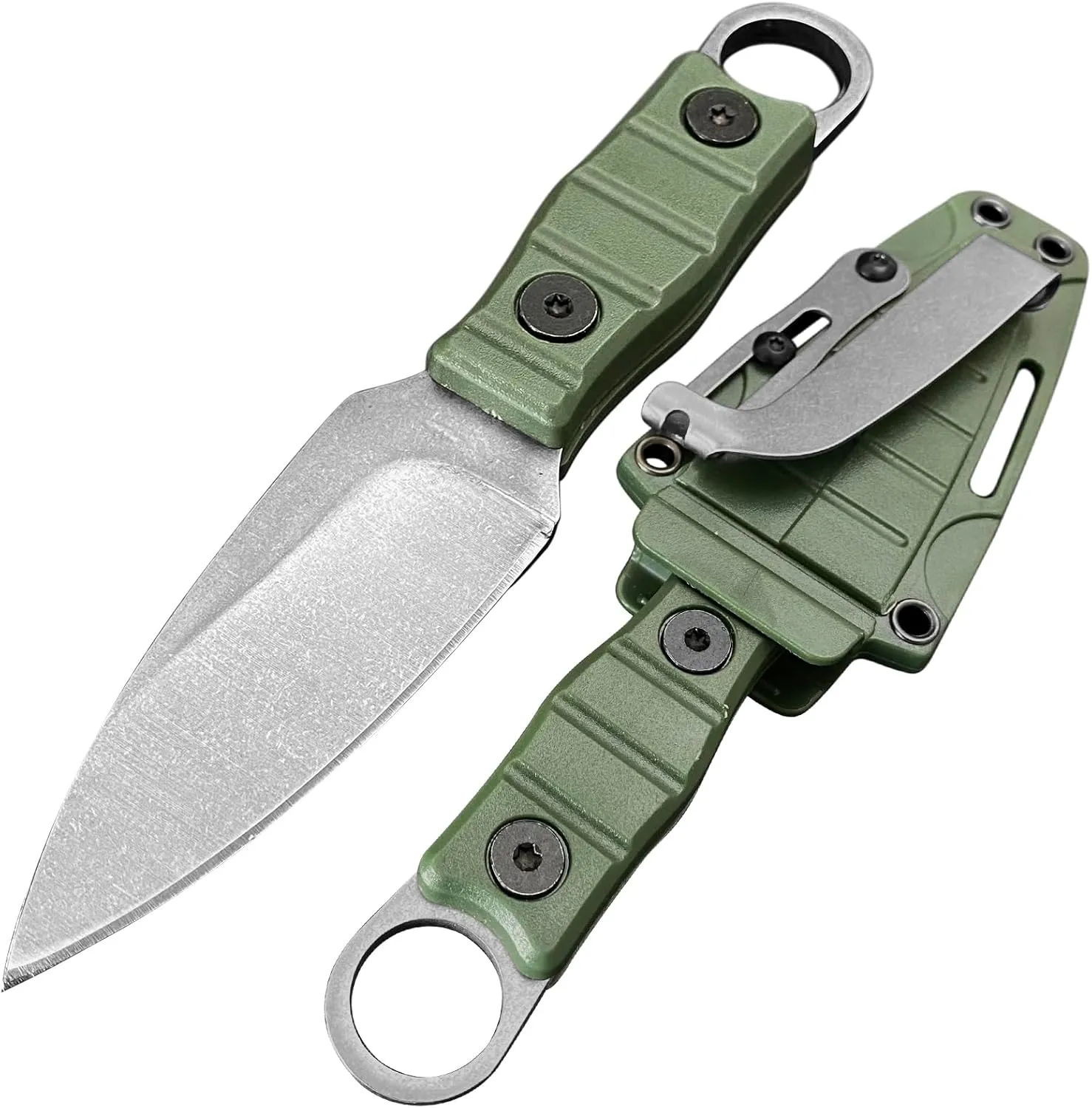 6.7 Inch EDC Small Fixed Blade Knife with Sheath and Clip, Full Tang Survival Knives for Men and Women, Camping Hiking Hunting Tools