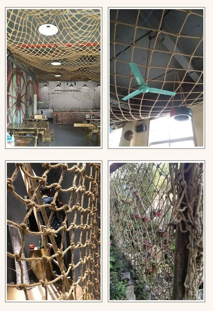 6mm Natural Jute Rope Plant Support Net for Gardens,Hemp Rope Netting Plant Climbing Garden Netting Trellis for Climbing Plants Bean Fruits Parrot Bird Pet Climbing Rope Net(1Mx3M(3.3FTx9.8FT))