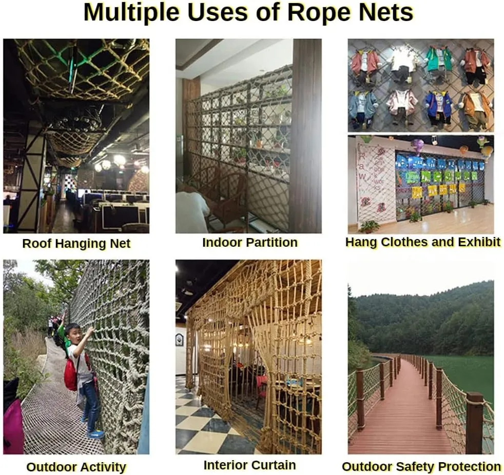 6mm Natural Jute Rope Plant Support Net for Gardens,Hemp Rope Netting Plant Climbing Garden Netting Trellis for Climbing Plants Bean Fruits Parrot Bird Pet Climbing Rope Net(1Mx3M(3.3FTx9.8FT))