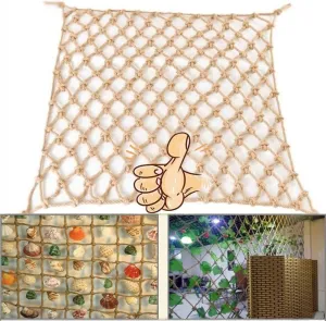 6mm Natural Jute Rope Plant Support Net for Gardens,Hemp Rope Netting Plant Climbing Garden Netting Trellis for Climbing Plants Bean Fruits Parrot Bird Pet Climbing Rope Net(1Mx3M(3.3FTx9.8FT))