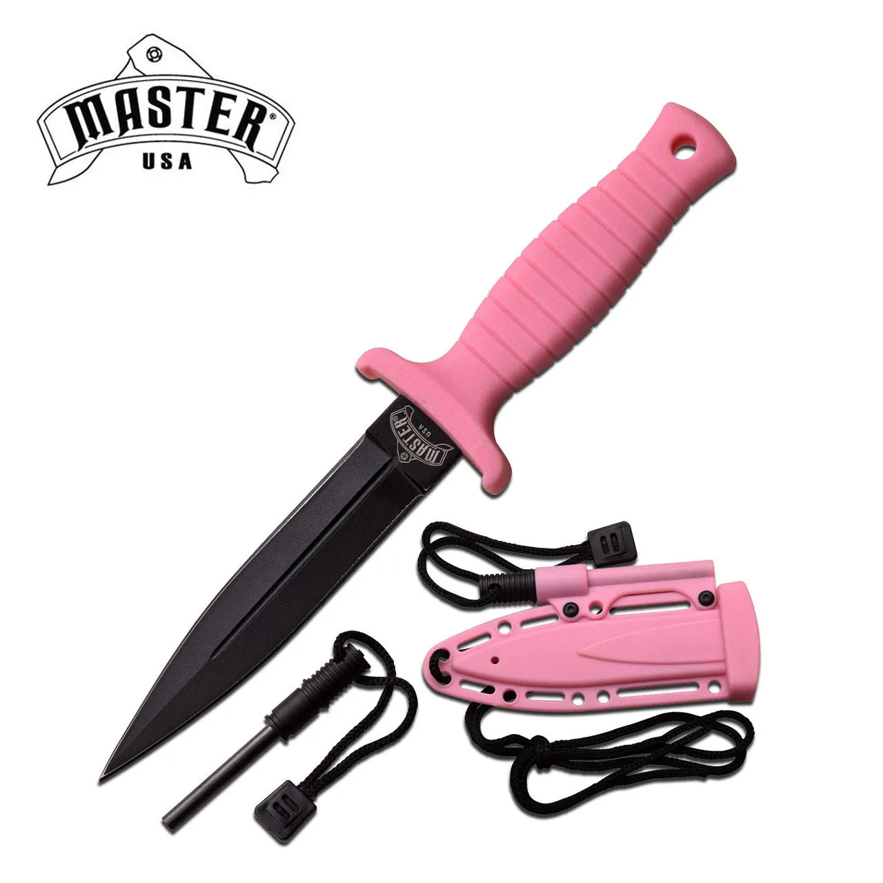 7" Double Edge Military Tactical Hunting Dagger Boot Neck Knife   Fire Starter