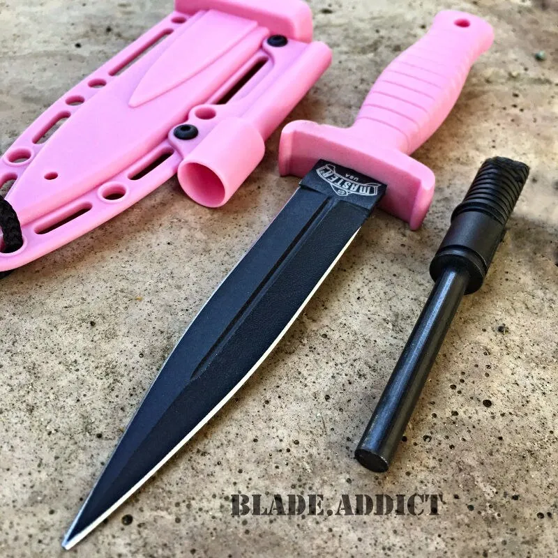 7" Double Edge Military Tactical Hunting Dagger Boot Neck Knife   Fire Starter