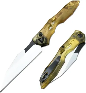 8 inch Assisted Open Folding Knife With Pocketclip,Button Lock Pocket Knife,D2 Reverse Tanto Blade PEI Handle for Collections, Gifts,Outdoor Camping Self Defense