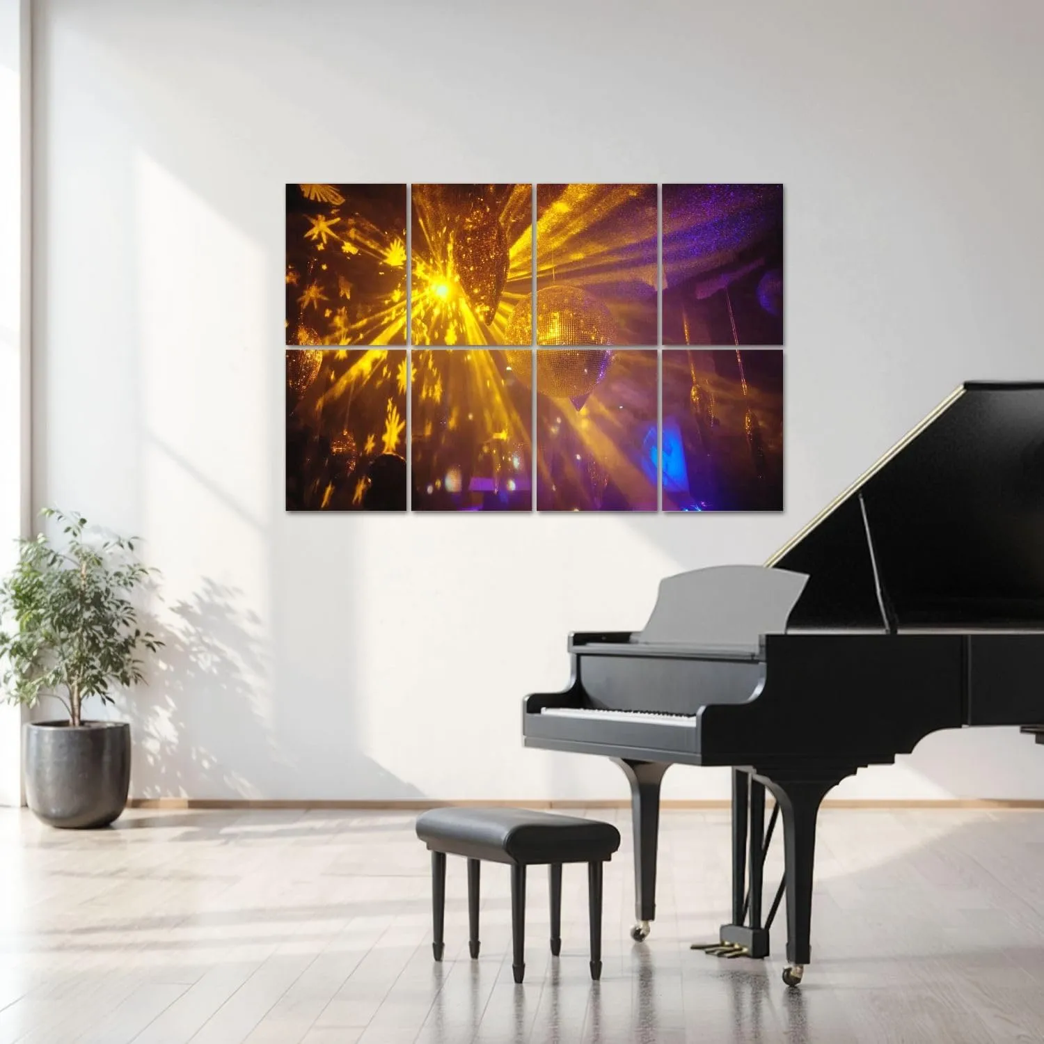 8 Pack Art Acoustic Panels Disco ball cooler lights 70s Sound Absorbing Panel 32"x48" Soundproof Wall Panels Acoustic Wall Art for Studios, Office, Theaters
