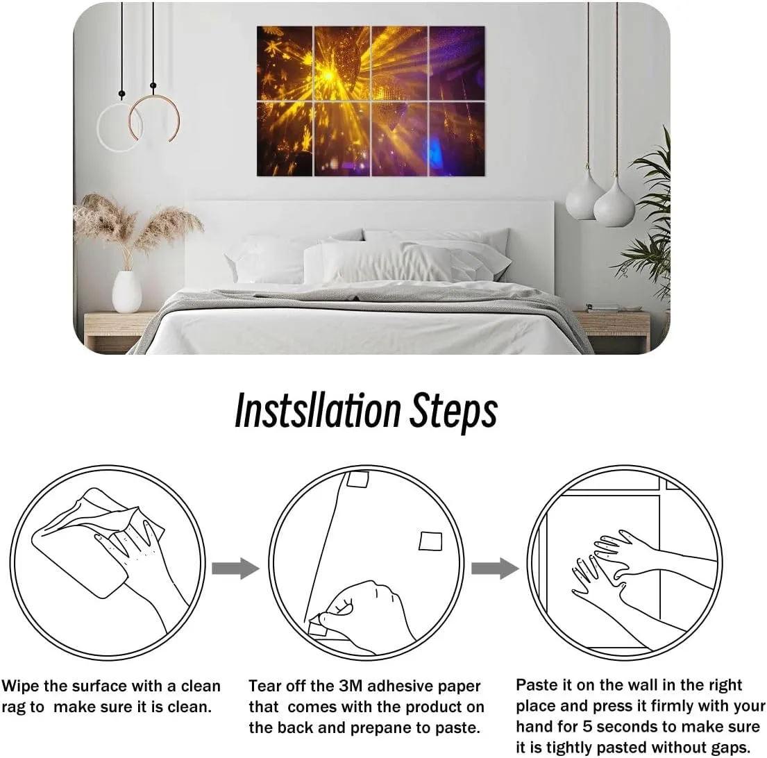 8 Pack Art Acoustic Panels Disco ball cooler lights 70s Sound Absorbing Panel 32"x48" Soundproof Wall Panels Acoustic Wall Art for Studios, Office, Theaters