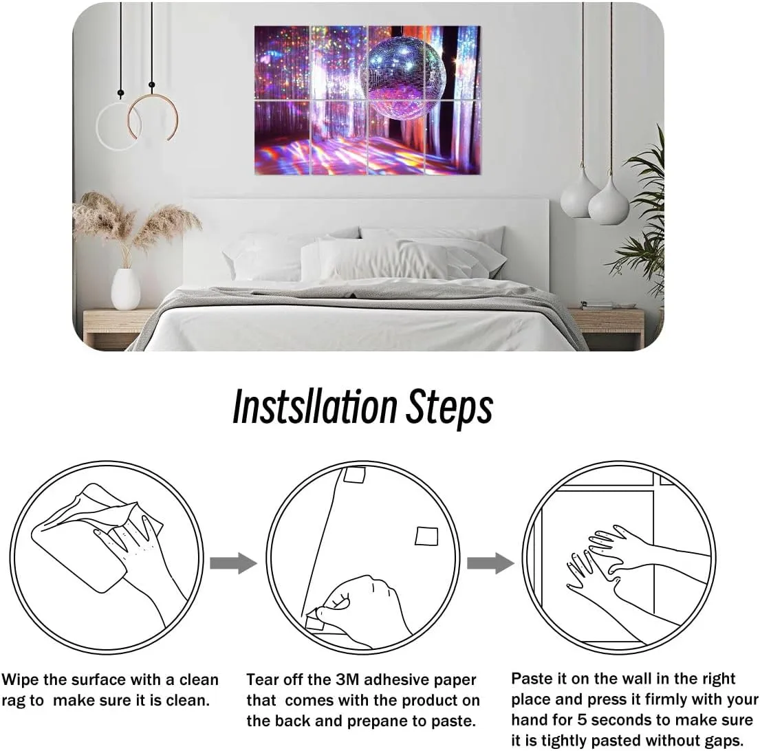 8 Pack Art Acoustic Panels disco ball cooler lights 70s Sound Absorbing Panel 32"x48" Soundproof Wall Panels Acoustic Wall Art for Studios, Office, Theaters