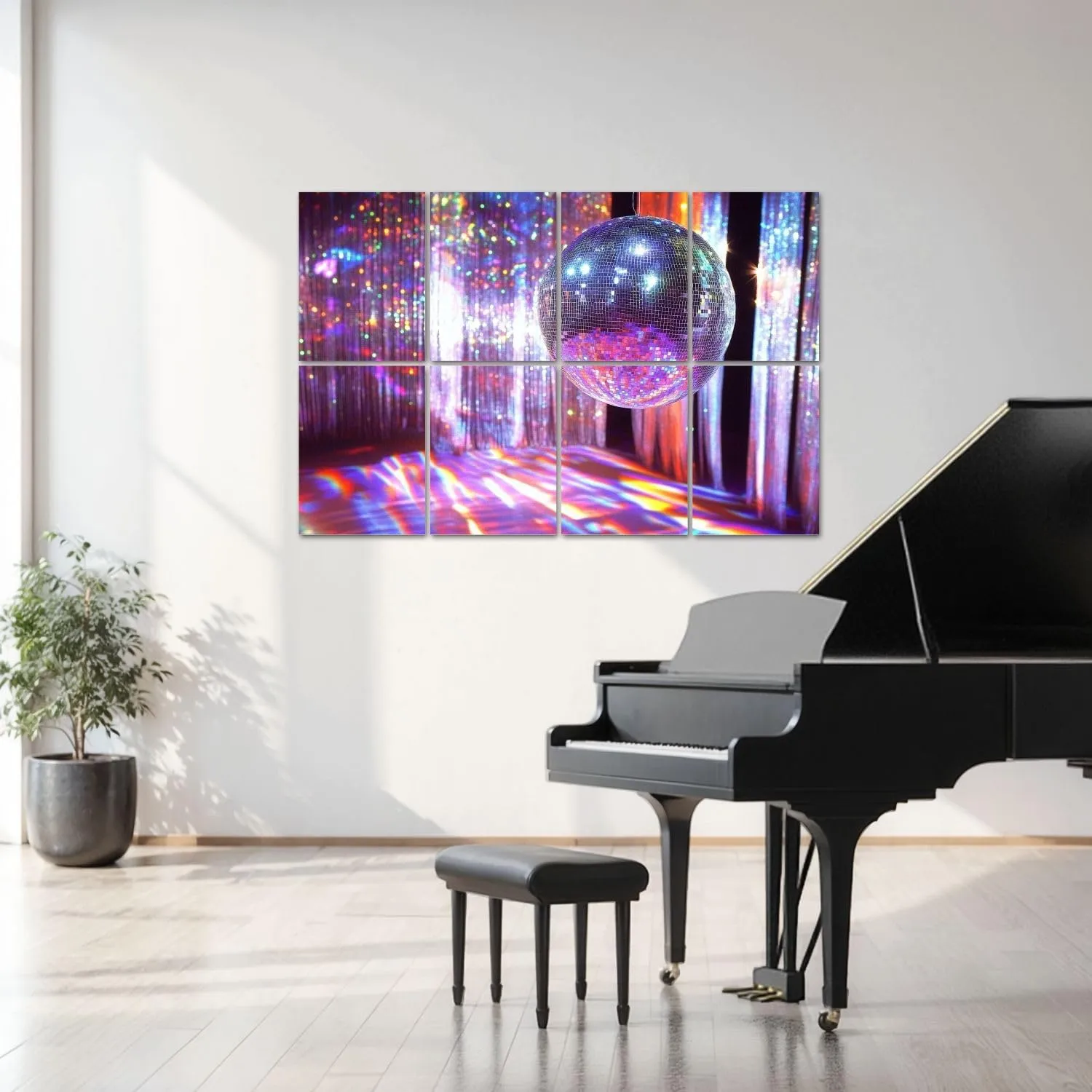 8 Pack Art Acoustic Panels disco ball cooler lights 70s Sound Absorbing Panel 32"x48" Soundproof Wall Panels Acoustic Wall Art for Studios, Office, Theaters