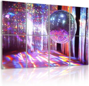 8 Pack Art Acoustic Panels disco ball cooler lights 70s Sound Absorbing Panel 32"x48" Soundproof Wall Panels Acoustic Wall Art for Studios, Office, Theaters