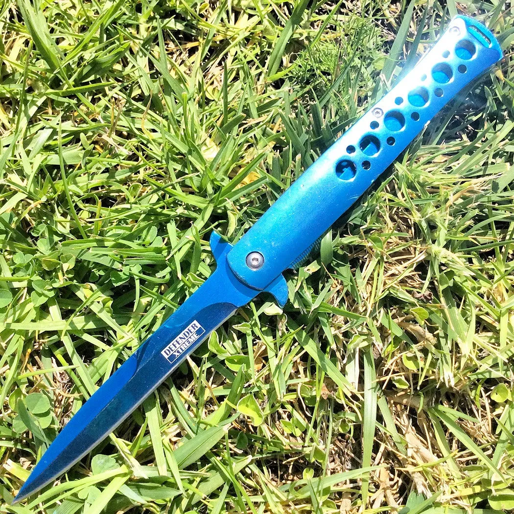 9.5" Defender Xtreme High Quality Folding Pocket Knife W/ Belt Clip Mixed Color