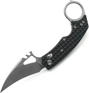 A Ameight MK2 Folding Knife 2.99" Stonewash 14C28N Blade Black PVD Aluminum Handle With Titanium Pocket Clip Camping Hiking Pocket Knife AME507WBK