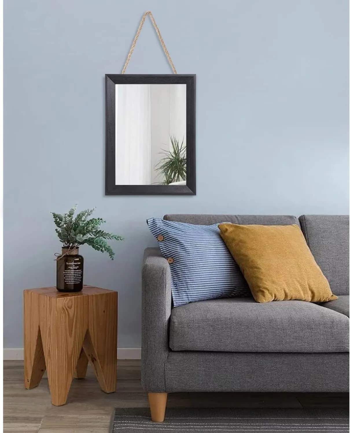 AAZZKANG Wall Mirror Black Rectangle Mirrors for Wall with Wood Framed Decorative for Bedroom Bathroom Living Room Farmhouse Entryway Hanging Small