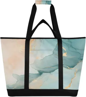 Abstract Marble Background Reusable Insulated Lunchbox Cooler Bag, Leakproof Kitchen Grocery Bag Collapsible Portable Cooler Tote Bag for Picnic, Camping, Office, Travel