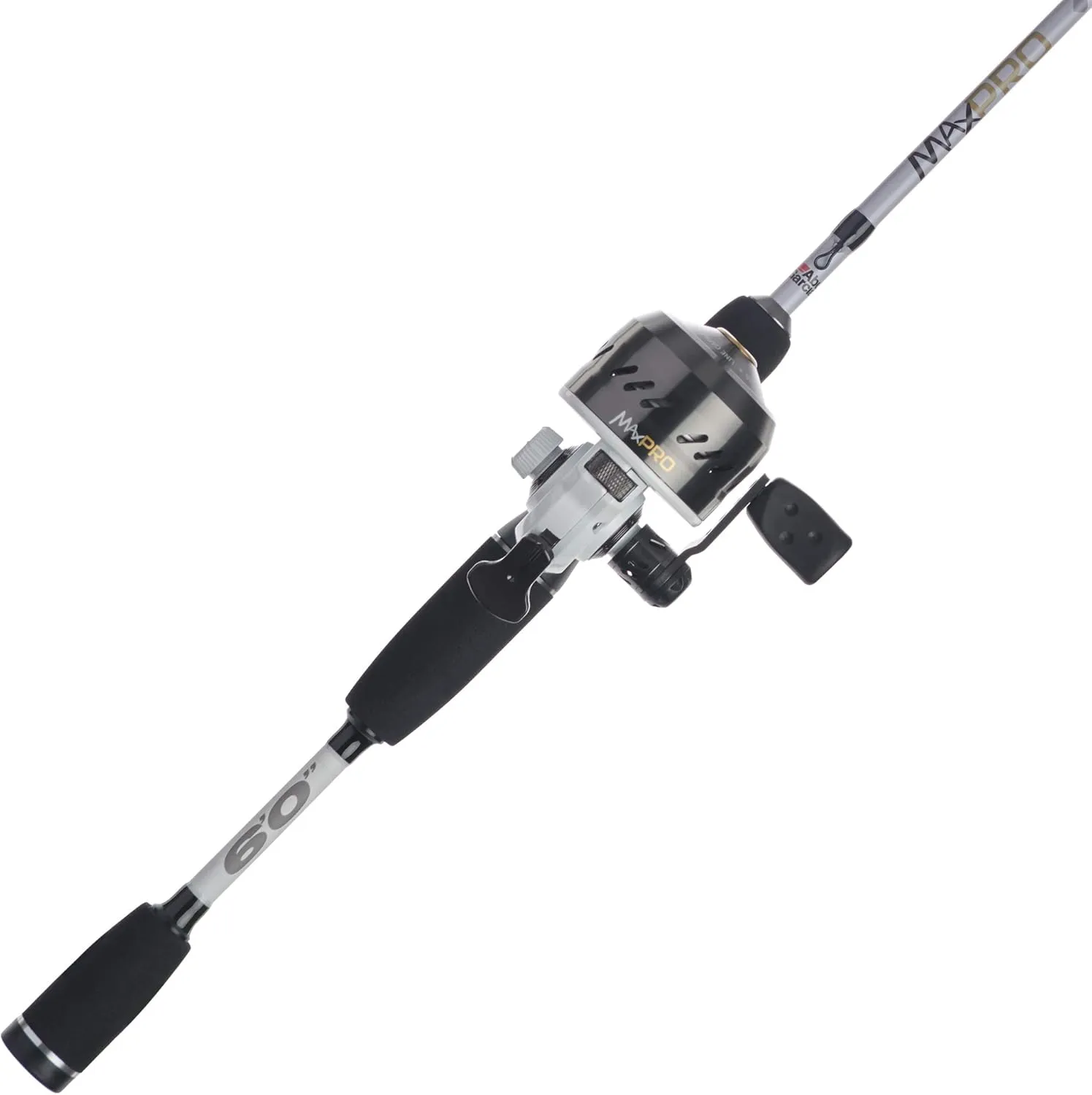 Abu Garcia 6’ Max PRO Fishing Rod and Reel Spincast Combo, 2-Piece Composite Rod, Size 10 Casting Reel, Right/Left Handle Position