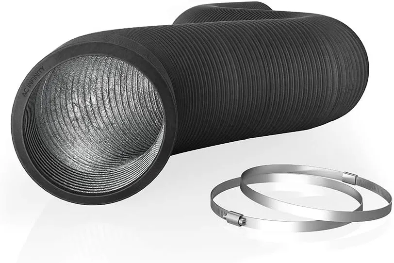 AC Infinity Flexible 12-Inch Aluminum Ducting, Heavy-Duty Four-Layer Protection, 8-Feet Long for Heating Cooling Ventilation and Exhaust