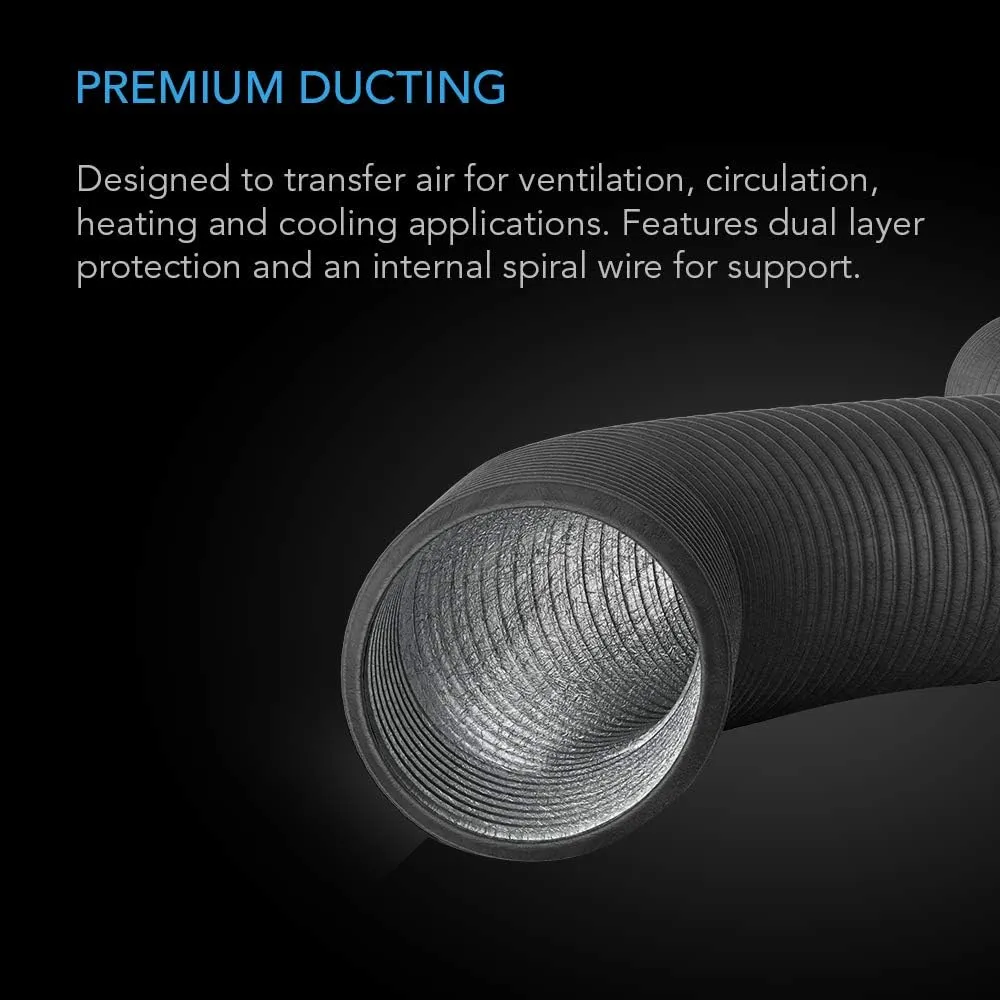 AC Infinity Flexible 12-Inch Aluminum Ducting, Heavy-Duty Four-Layer Protection, 8-Feet Long for Heating Cooling Ventilation and Exhaust