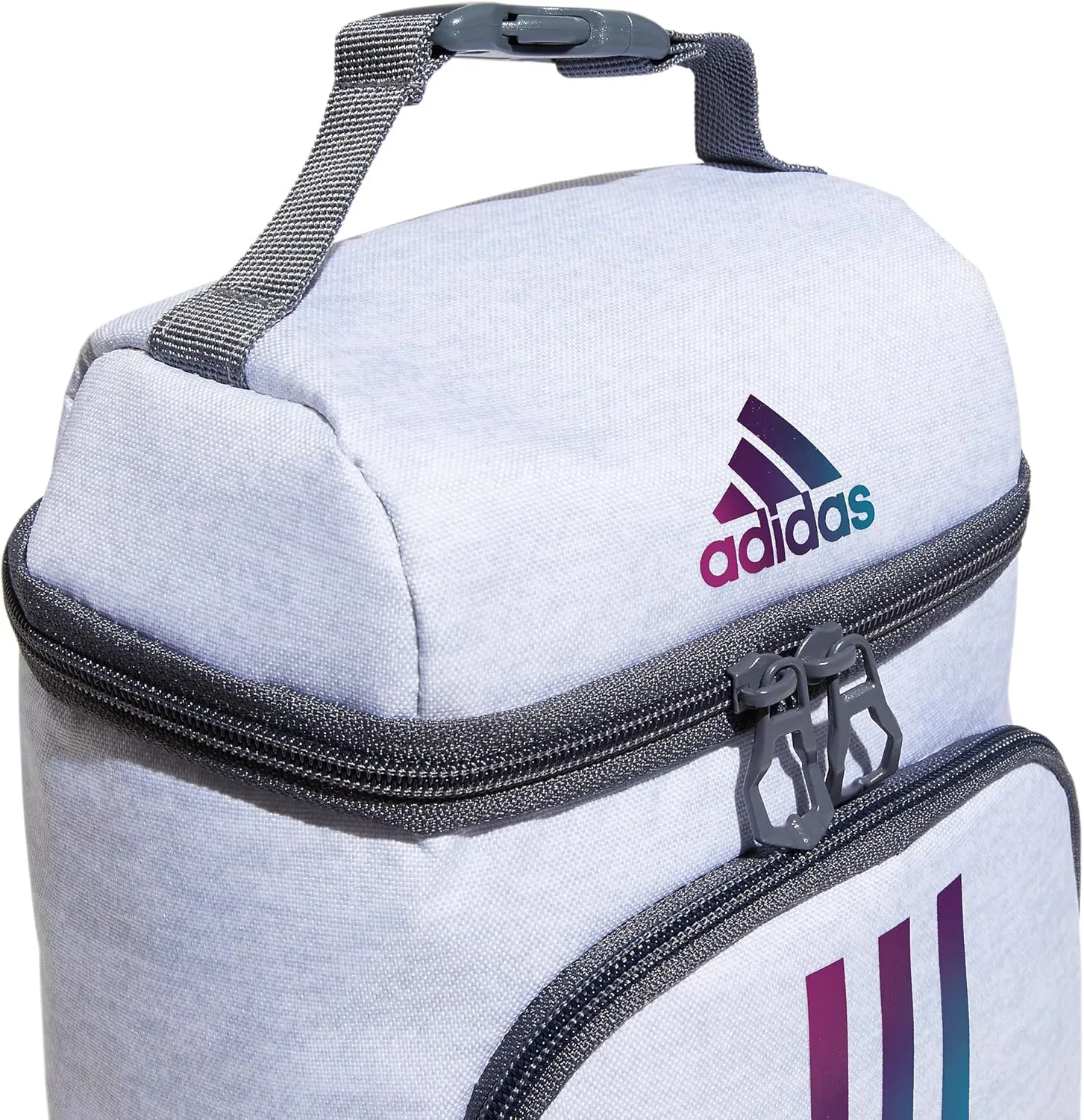 adidas Excel Lunch Bag, Cooler with Zipper, Pocket for Ice Pack, and Clip, Temperature Control Insulation, Jersey White/Shadow Chrome/Onix Grey, One Size