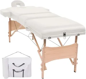 Adjustable 3-Zone Folding Massage Table, Thick Foam Padding for Comfort, Portable with Carrying Bag, White