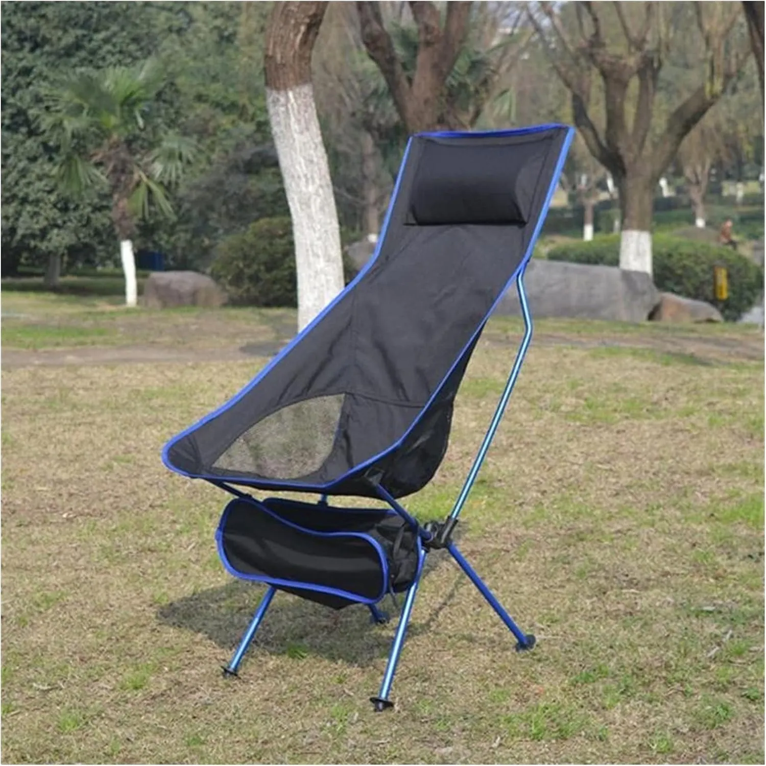 AISHANBAIHUODIAN Folding Fishing Chair Backrest Beach Chairs Lightweight Camping Hiking Seat Garden Ultralight Office Home Furniture BBQ Stool (Color : Black)
