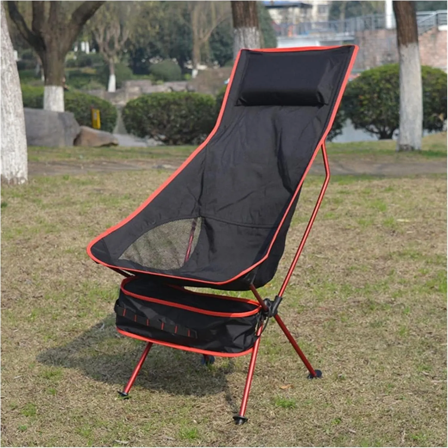 AISHANBAIHUODIAN Folding Fishing Chair Backrest Beach Chairs Lightweight Camping Hiking Seat Garden Ultralight Office Home Furniture BBQ Stool (Color : Black)