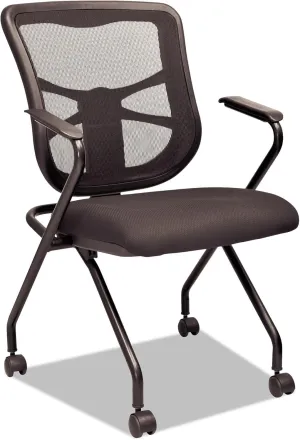 Alera ALEEL4914 18.11 in. Seat Height Elusion Mesh Nesting Chairs with Padded Arms Supports Up to 275 lbs. - Black (2/Carton)