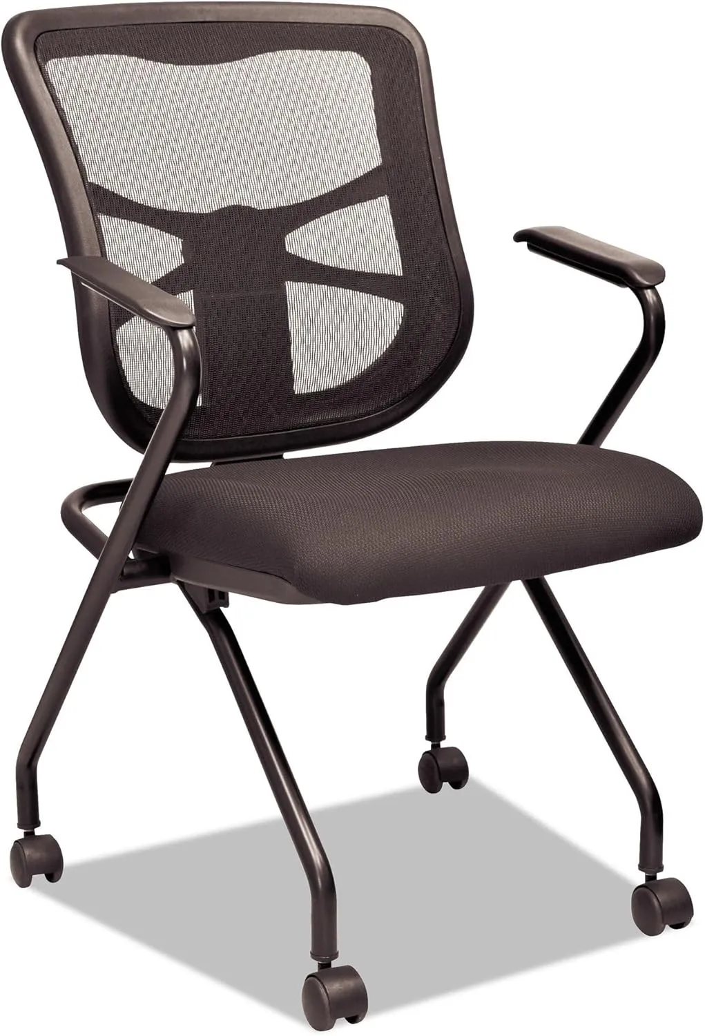 Alera ALEEL4914 18.11 in. Seat Height Elusion Mesh Nesting Chairs with Padded Arms Supports Up to 275 lbs. - Black (2/Carton)