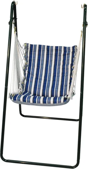 Algoma Net Hammock Chair with Spreader Bar, Padded Swing Chair for Outdoor Swing, Comfortable Hanging Seat with Stand - Tropical Palm Stripe