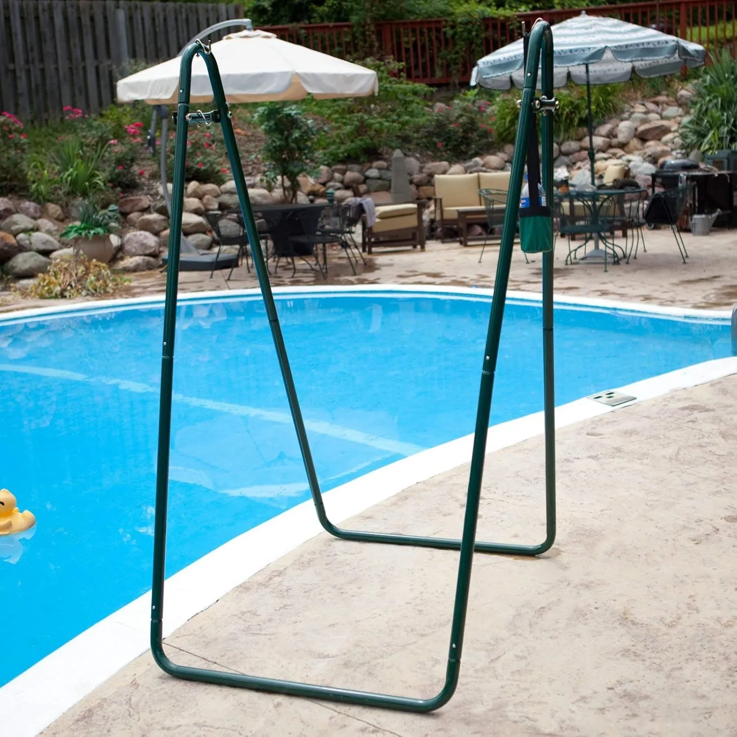 Algoma Net Hammock Chair with Spreader Bar, Padded Swing Chair for Outdoor Swing, Comfortable Hanging Seat with Stand - Tropical Palm Stripe