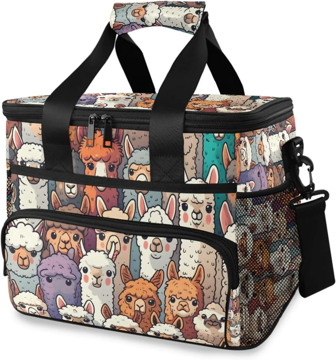 Alpaca Sheep Cute Animal Cooler Bag Insulated Cooler Soft Sided Cooler 24 Can Portable Picnic Bag Large Leakproof Lunch Bag Box for Beach Grocery Camping Travel Car Men Women