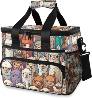 Alpaca Sheep Cute Animal Cooler Bag Insulated Cooler Soft Sided Cooler 24 Can Portable Picnic Bag Large Leakproof Lunch Bag Box for Beach Grocery Camping Travel Car Men Women