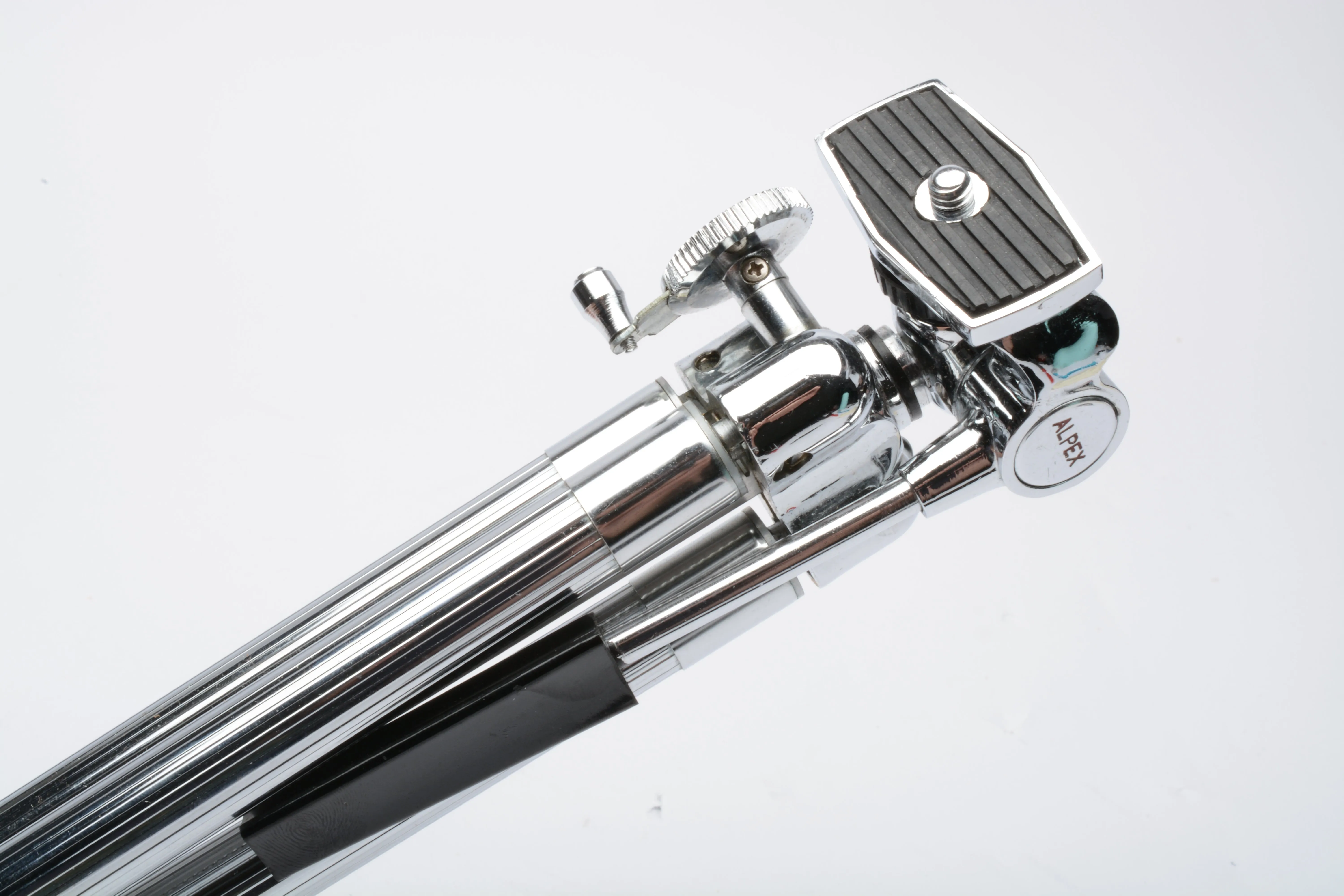Alpex aluminum table tripod w/accordion legs, pan head, case, nice!