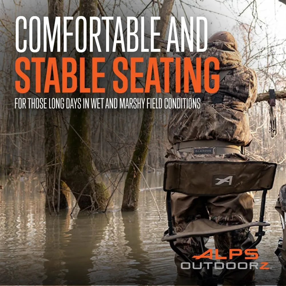 ALPS OutdoorZ Wetland Hunting Seat - Lightweight Hunting Chair with Adjustable Height, Sink-Resistant Leg, and Removable Shoulder Carry Strap for All-Weather Hunting