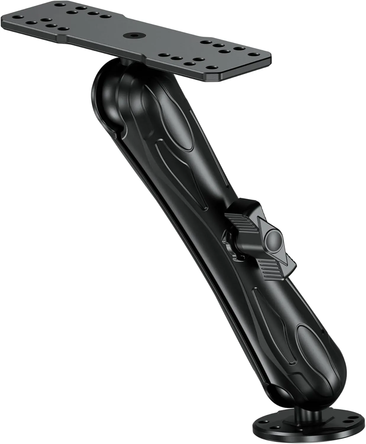 Aluminum Alloy Fish Finder Mount with C Size 1.5" Ball Rectangle Plate & Round Base, 9.1" Long Arm Marine Electronic Mount Compatible with Garmin, Lowrance, Humminbird, Raymarine and More