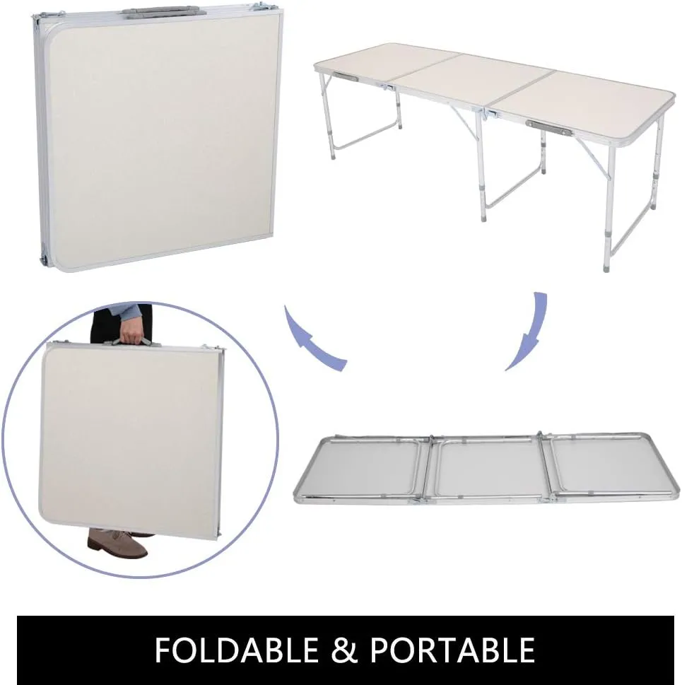 Aluminum Alloy Folding Table,Multipurpose Portable Aluminum Alloy Folding Table (180 x 60 x 70cm)