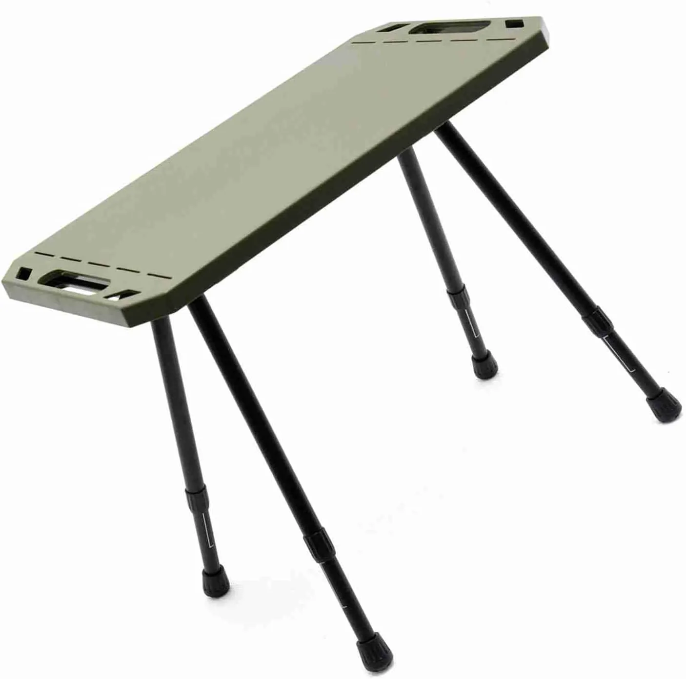 Aluminum Alloy Lightweight Folding Camping Table Adjustable Height Picnic Desk Wood Grain Color (Dark green)