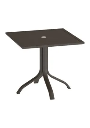 Aluminum Slat 30" Square KD Pedestal Dining Table With Umbrella Hole by Tropitone