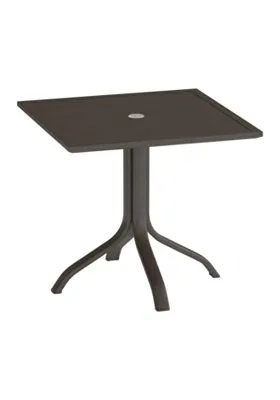 Aluminum Slat 30" Square KD Pedestal Dining Table With Umbrella Hole by Tropitone