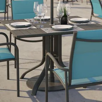 Aluminum Slat 36" Square Dining Umbrella Table by Tropitone
