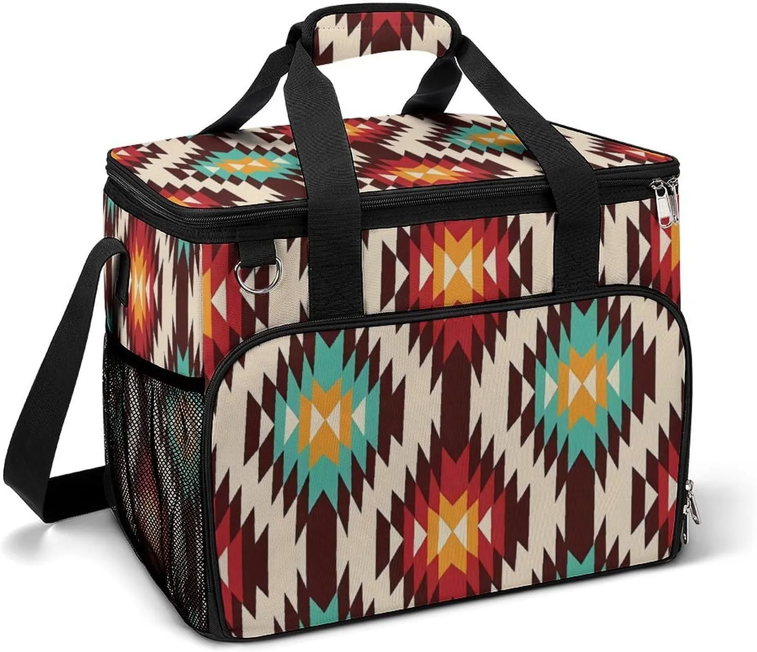 American Native Pattern Cooler Bag, Collapsible Soft Sided Cooler, Large Leakproof Camping Cooler, Portable Travel Cooler for Camping, Road Trips