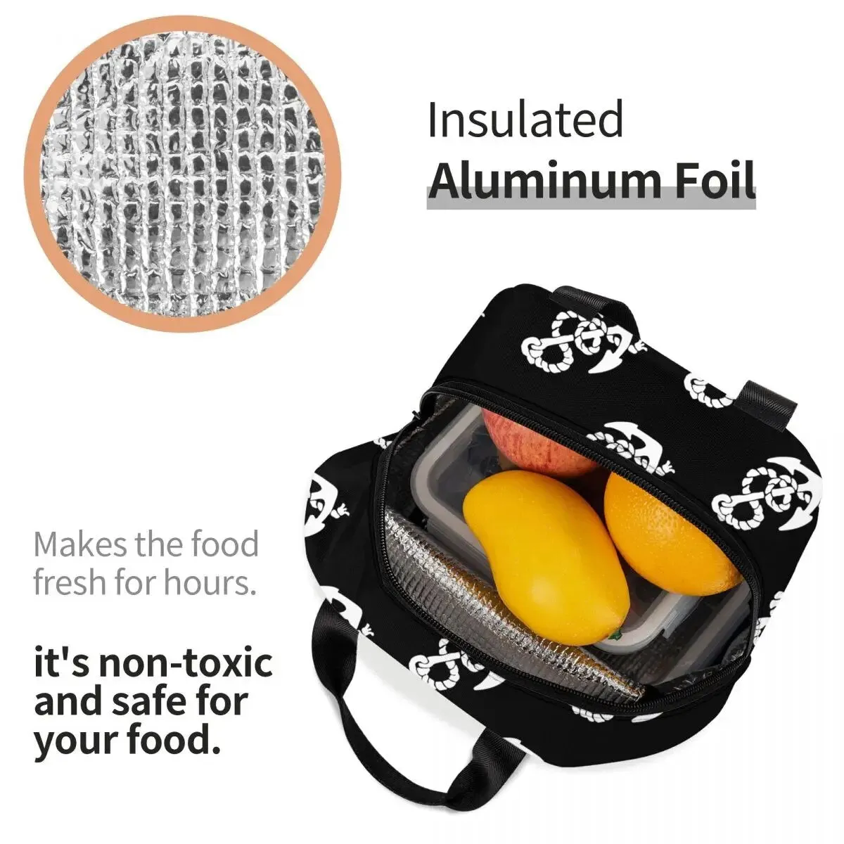 Anchor and Rope Thermal Cooler Lunch Bags