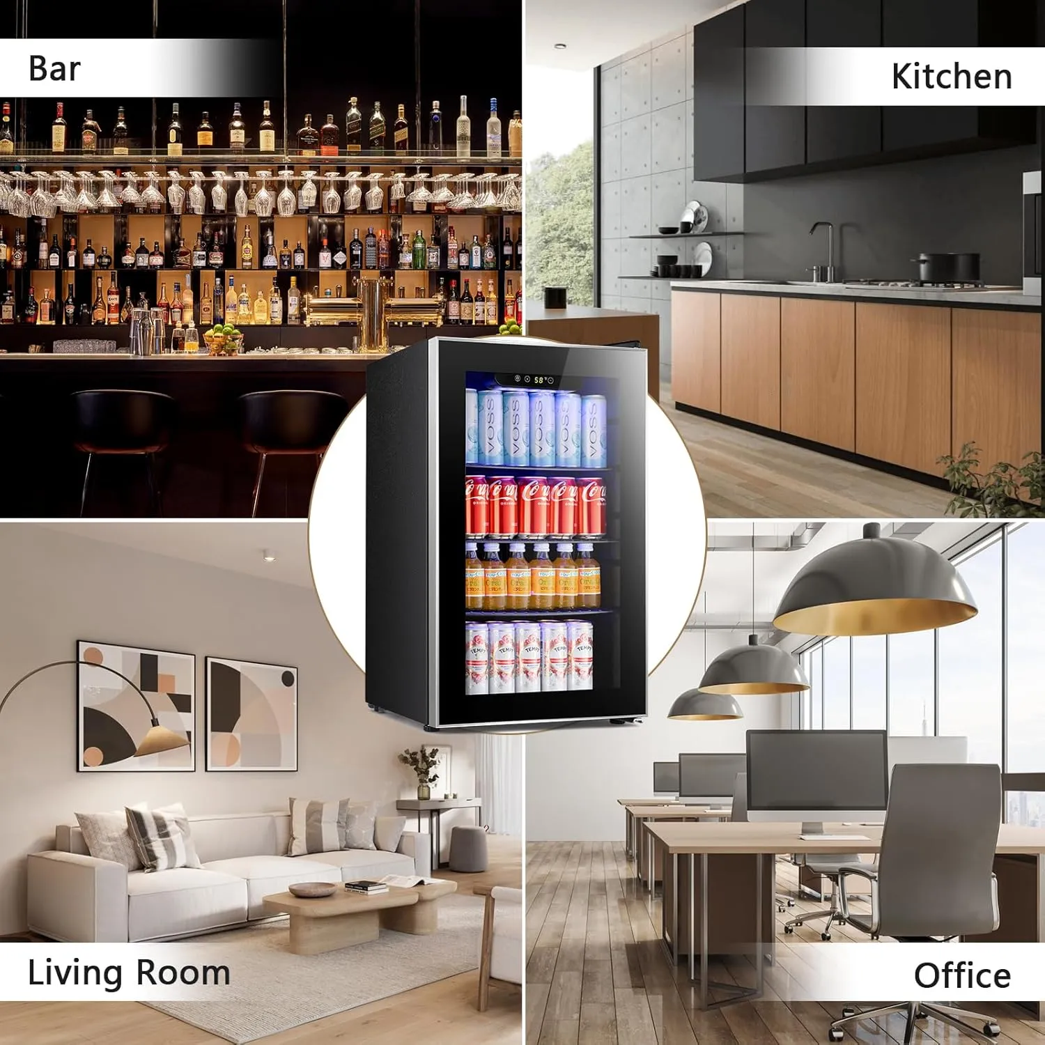 Antarctic Star Beverage Refrigerator Cooler - 95 Can Mini Fridge Glass Door for Soda Beer Wine, 32-61℉, Quiet Compressor, Removable Shelves for Home, Office or Bar, 2.3 cu.ft