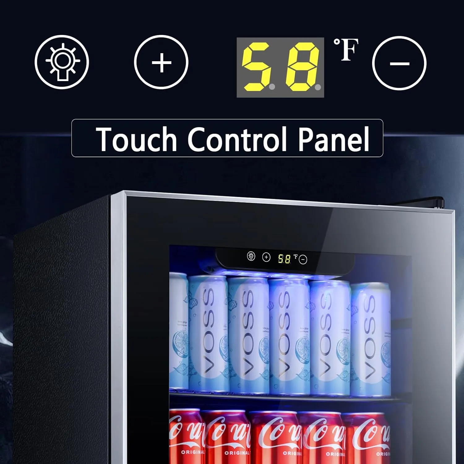 Antarctic Star Beverage Refrigerator Cooler - 95 Can Mini Fridge Glass Door for Soda Beer Wine, 32-61℉, Quiet Compressor, Removable Shelves for Home, Office or Bar, 2.3 cu.ft