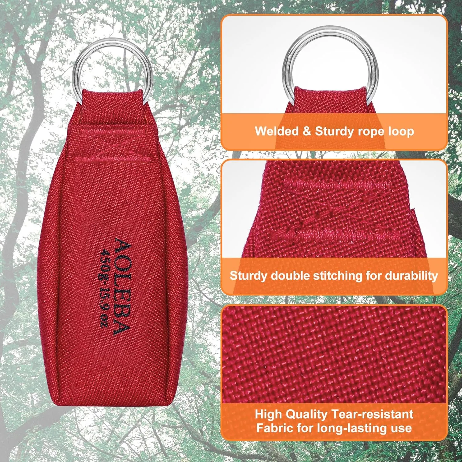 AOLEBA Arborist Throw Line Kit, Slick Arborist Rope Throw Weight Set with Reflective Storage Bag, 100% Polyester Rope, Arborist Equipment for High Limb, Throwing, Climbing, Tree Cutting