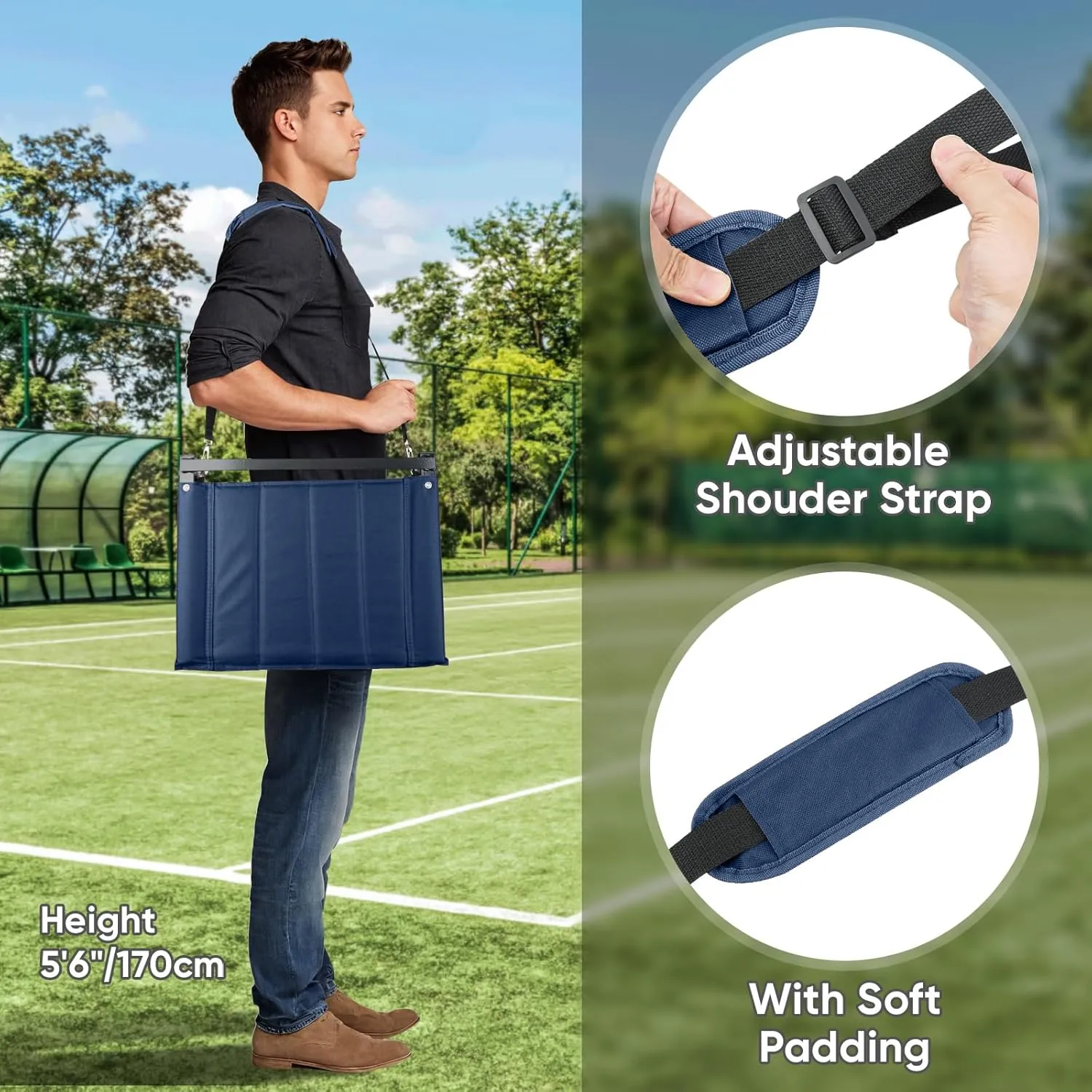 APEXUP Stadium Seats with Back Support, Portable Bleacher Seat with Large Pocket and Cup Holder, Wide Stadium Chair for Sports Events and Concerts