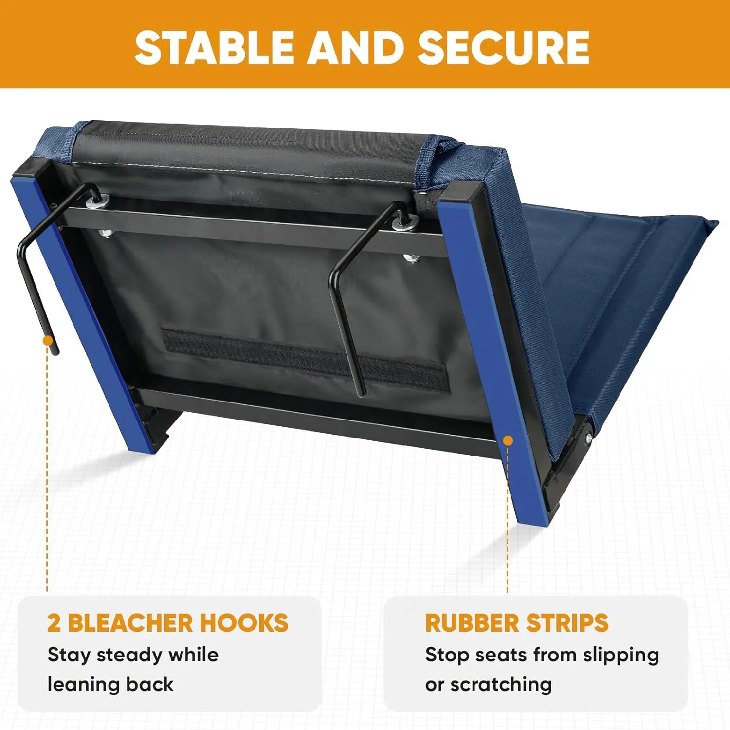 APEXUP Stadium Seats with Back Support, Portable Bleacher Seat with Large Pocket and Cup Holder, Wide Stadium Chair for Sports Events and Concerts