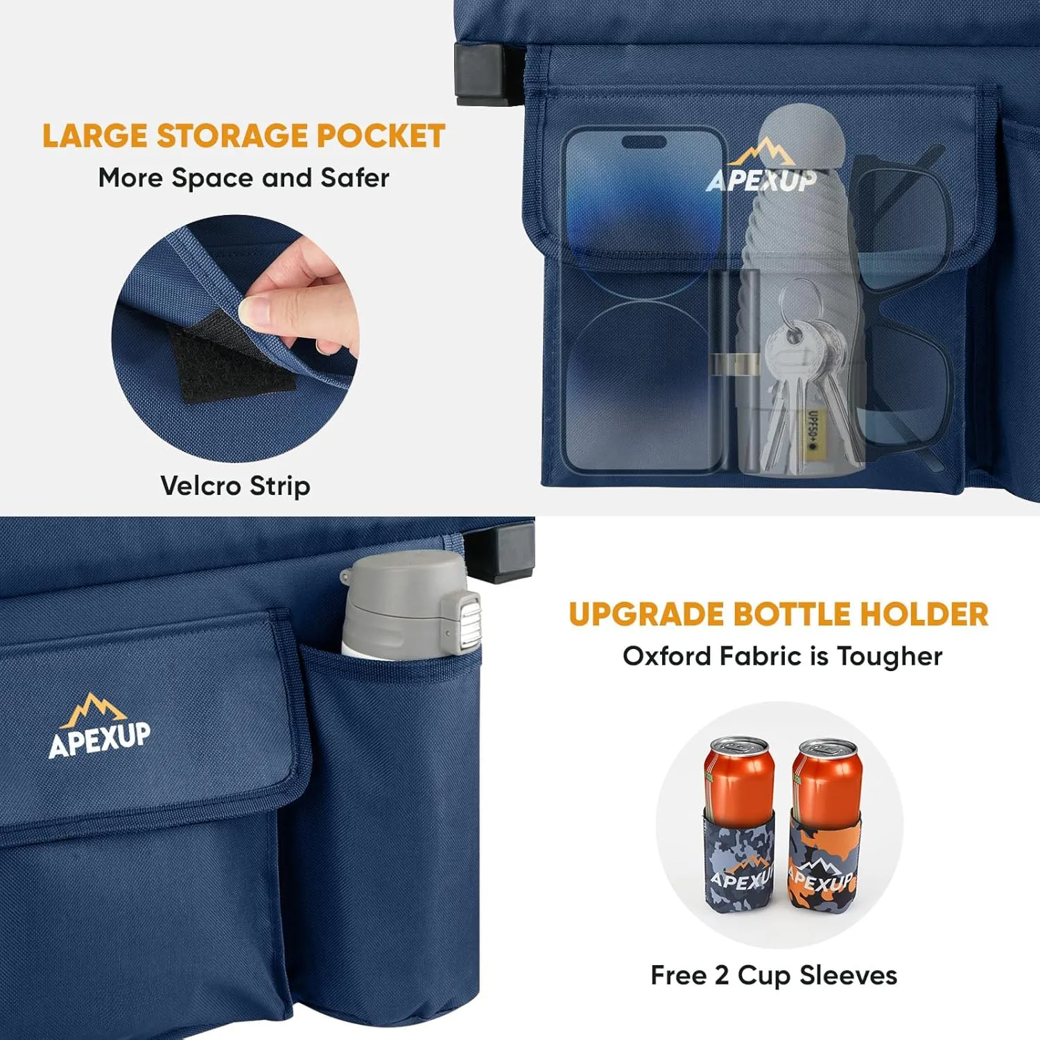 APEXUP Stadium Seats with Back Support, Portable Bleacher Seat with Large Pocket and Cup Holder, Wide Stadium Chair for Sports Events and Concerts