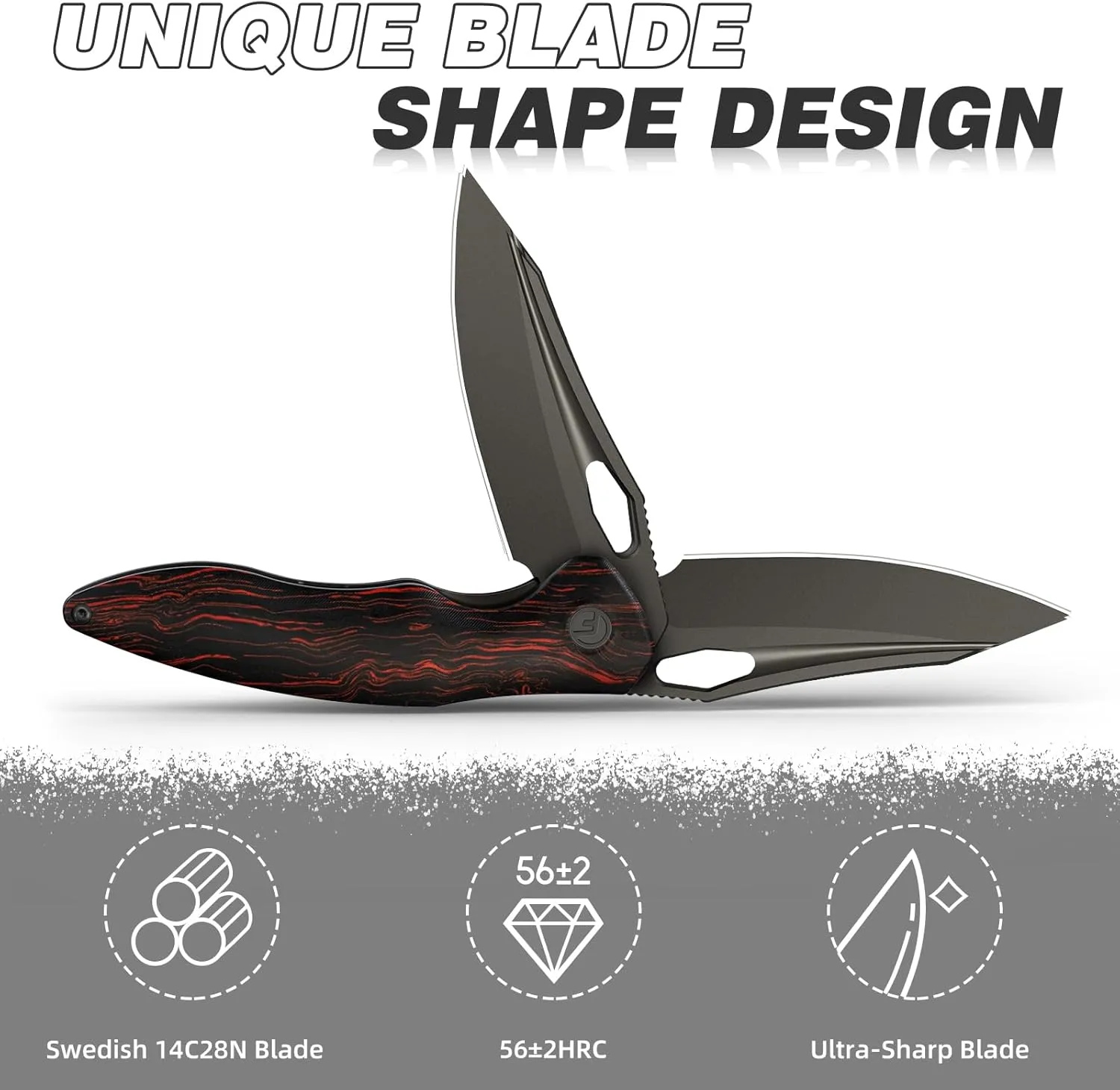 Apollo Pocket Knife, 3.3" 14C28N Blade Damascus Pattern G10 Handle Folding Knife with Liner Lock, EDC Knife with Pocket Clip for Camping, Hunting, Survival, Unique Gift for Men Women