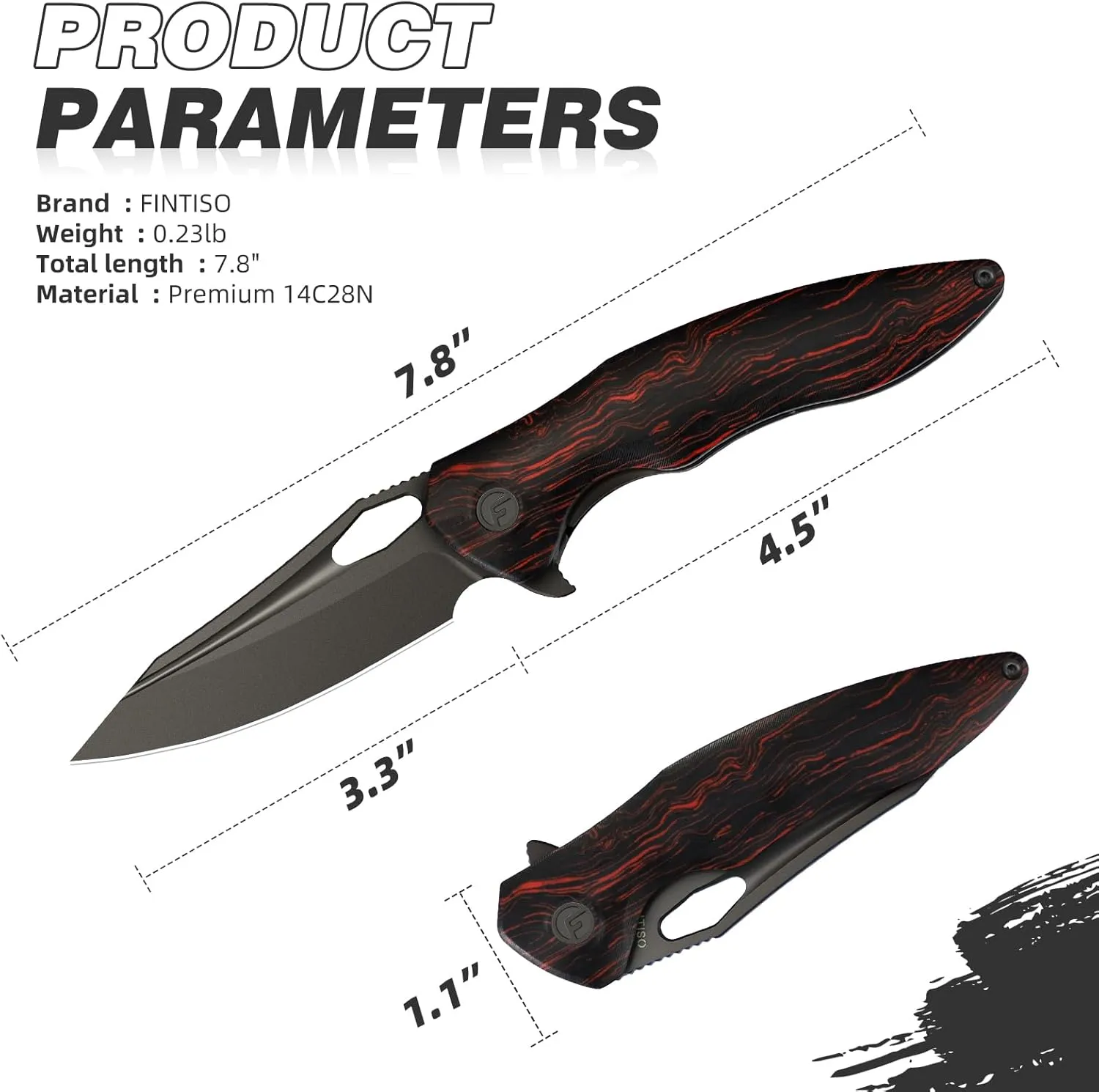 Apollo Pocket Knife, 3.3" 14C28N Blade Damascus Pattern G10 Handle Folding Knife with Liner Lock, EDC Knife with Pocket Clip for Camping, Hunting, Survival, Unique Gift for Men Women